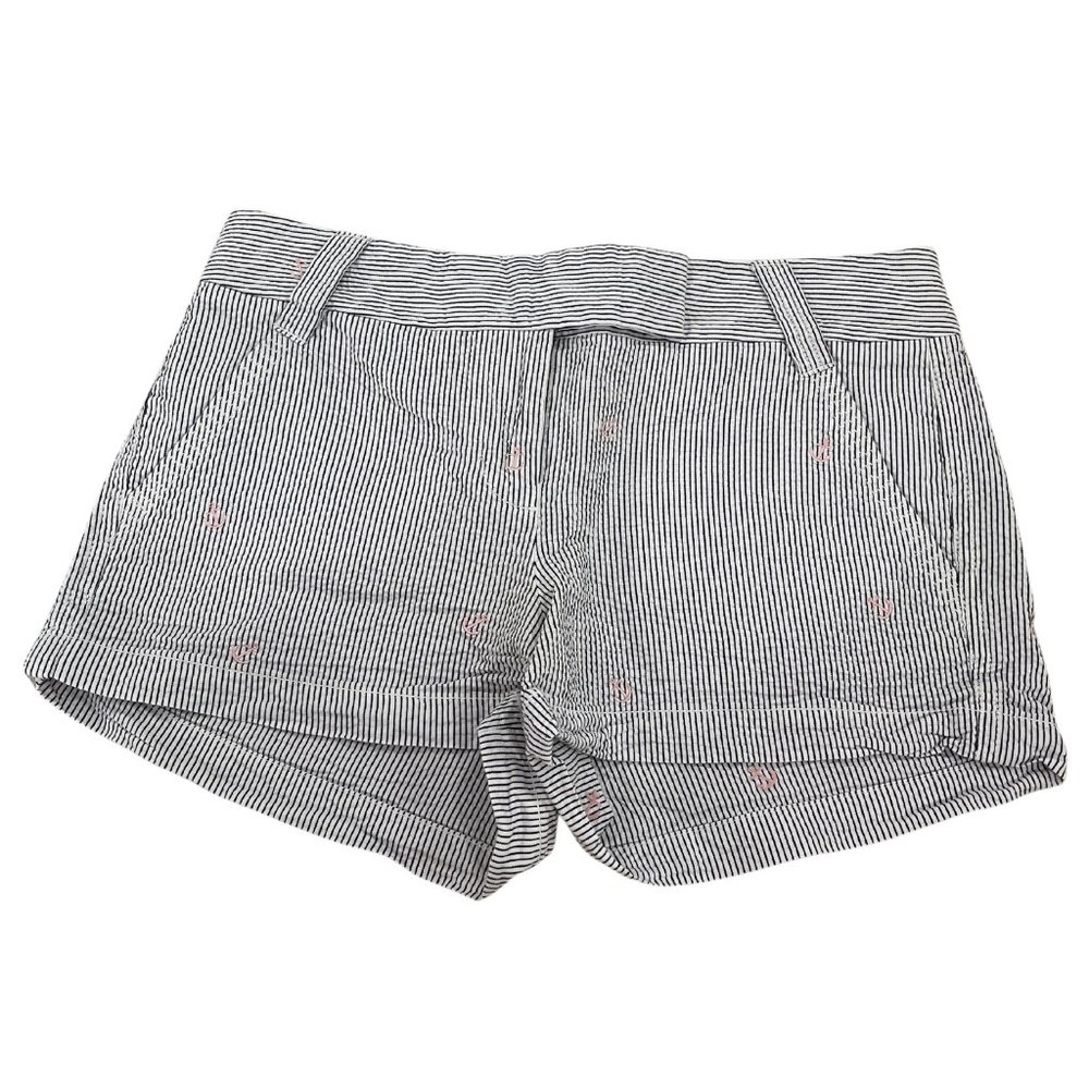 EUC J.Crew City Fit Anchor Seersucker Shorts size 6 Navy Blue White Pink Womens